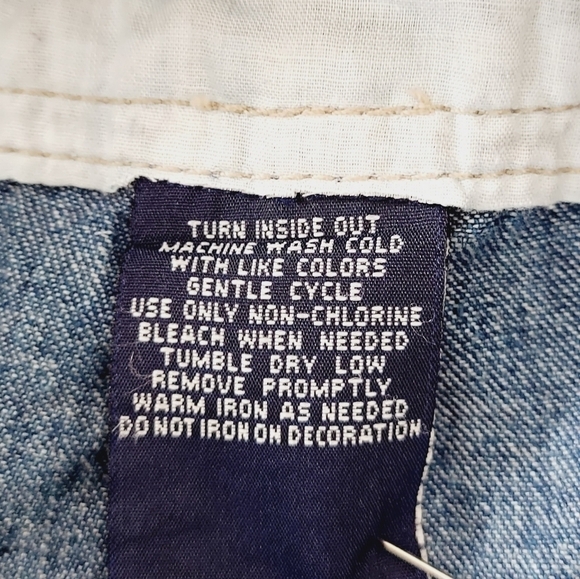 VTG Bib Overall Denim Shortalls Y2K 90's Small Medium ? Embellished Cutoffs - Picture 14 of 14